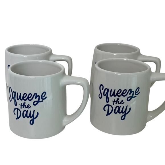 Dash of That Stoneware Coffee Mugs Squeeze the Day Set of Four 12 ounce - Picture 2 of 6